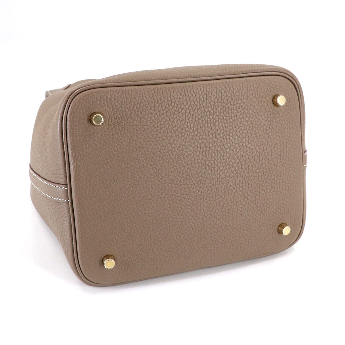 Picotin Lock MM Hand Bag Taurillon Clemence Etoupe Purse