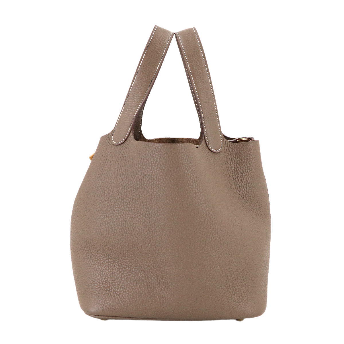 Picotin Lock MM Hand Bag Taurillon Clemence Etoupe Purse