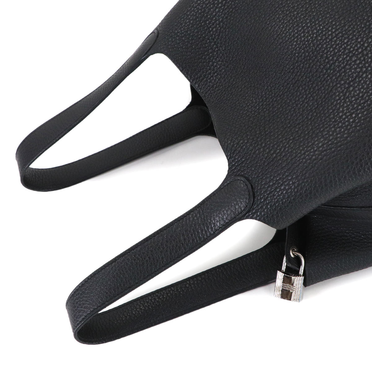 Picotin Lock MM Hand Bag Taurillon Clemence Black Purse