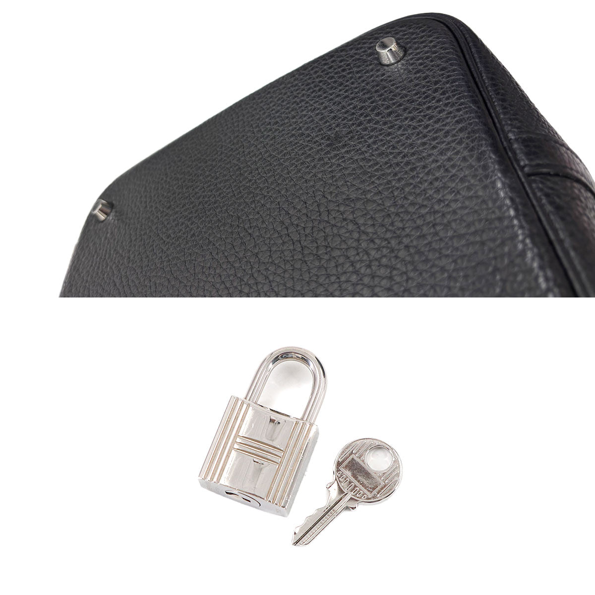 Picotin Lock MM Hand Bag Taurillon Clemence Black Purse