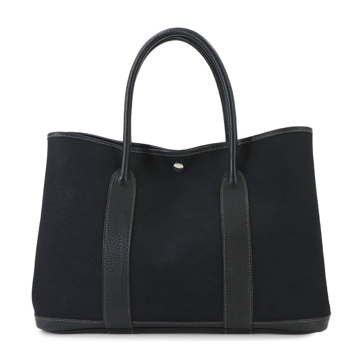 Garden Party PM Tote Bag Toile Officier Leather Black
