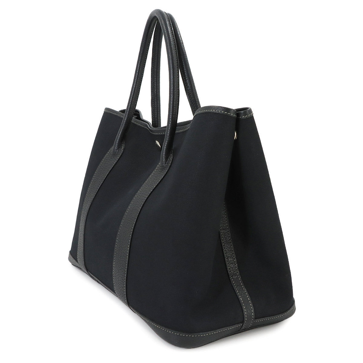 Garden Party PM Tote Bag Toile Officier Leather Black
