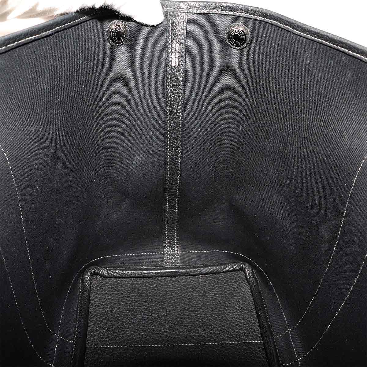 Garden Party PM Tote Bag Toile Officier Leather Black