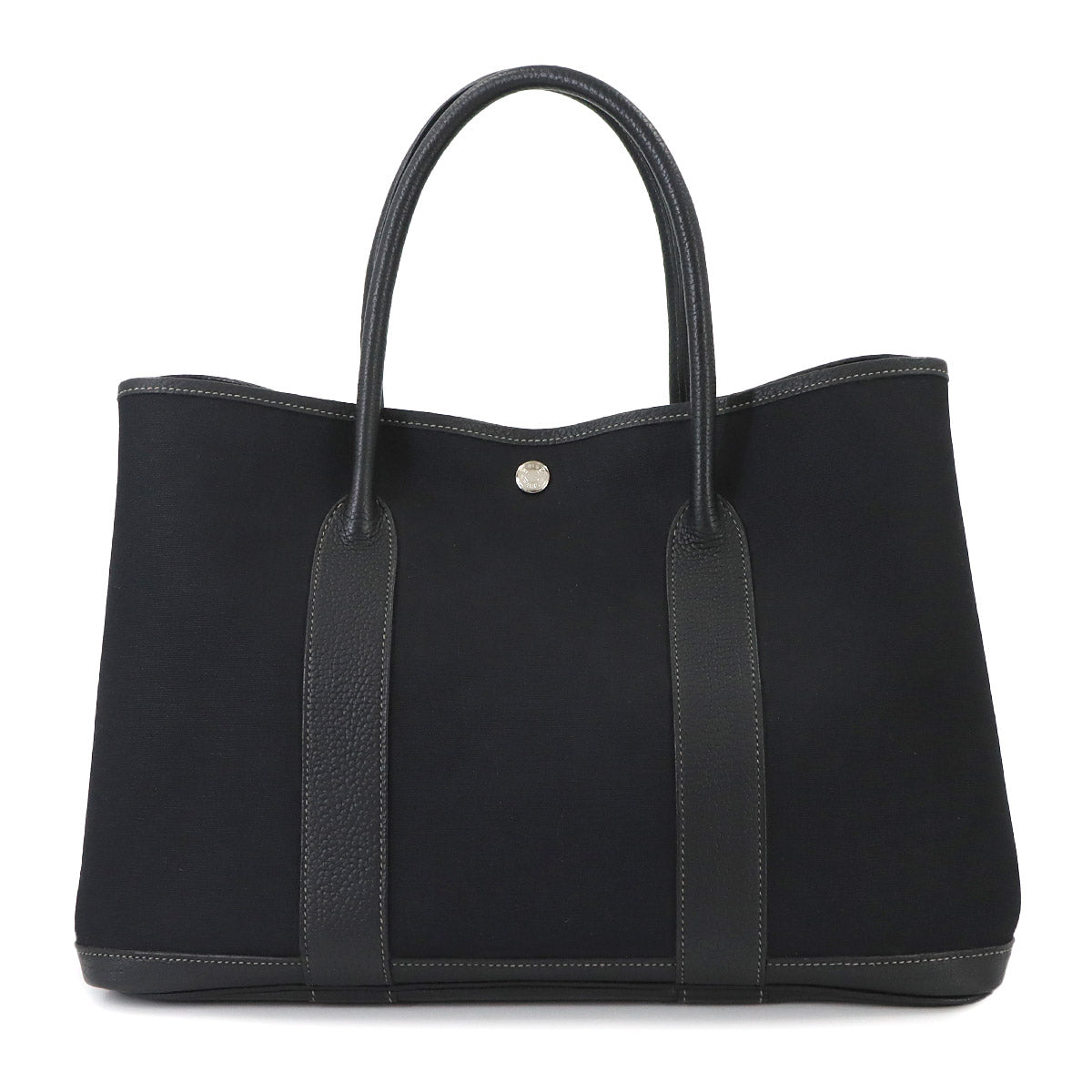 Garden Party PM Tote Bag Toile Officier Leather Black