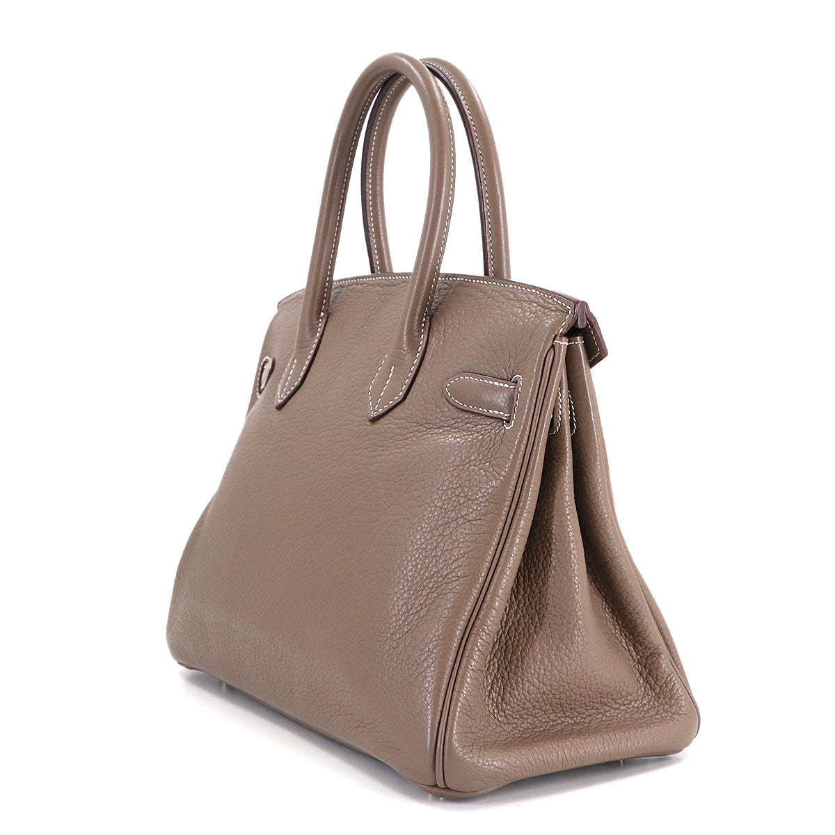 Birkin 30 Taurillon Clemence Etoupe Hand Bag Purse Beige