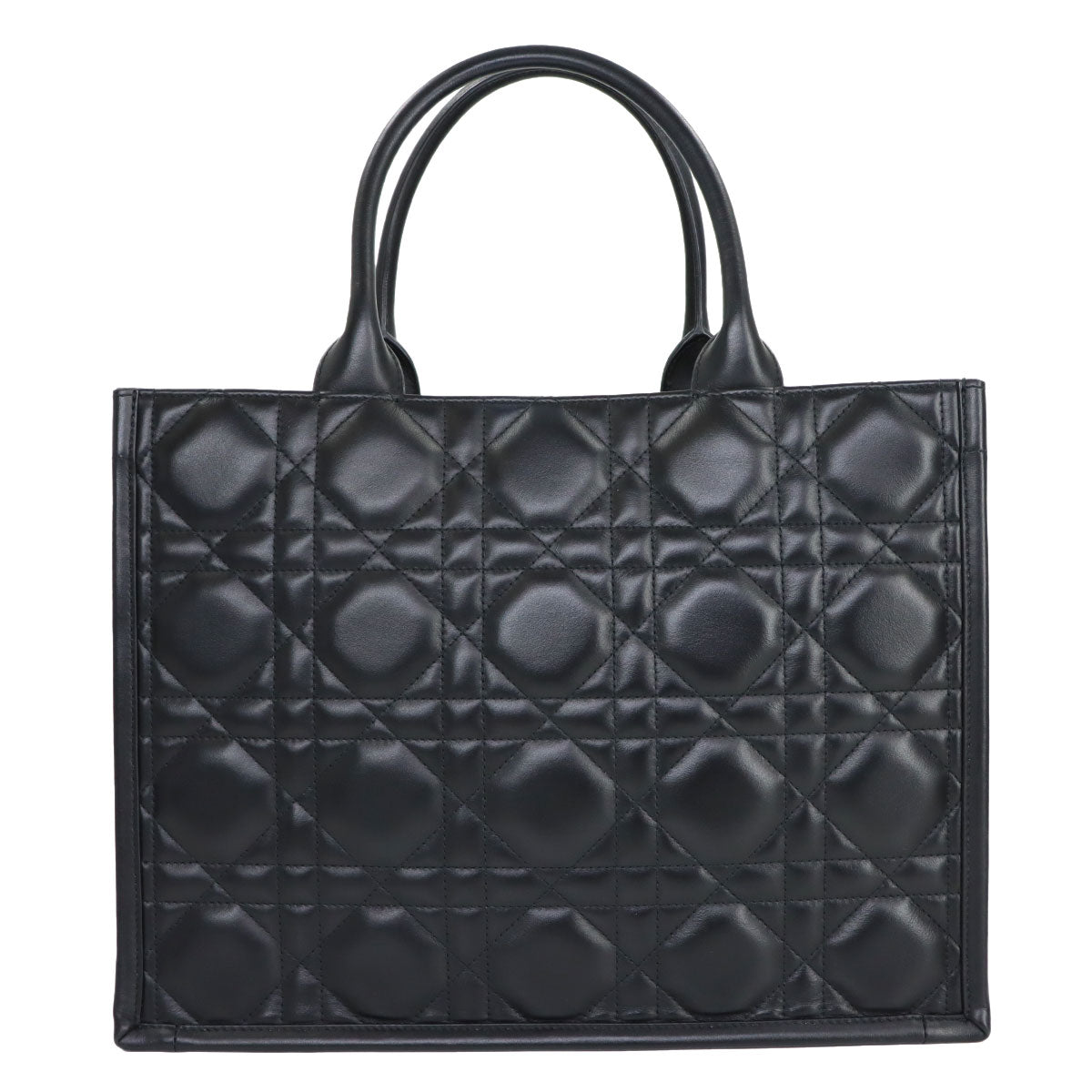 Macrocannage Book Tote Shoulder Medium Bag Leather Black