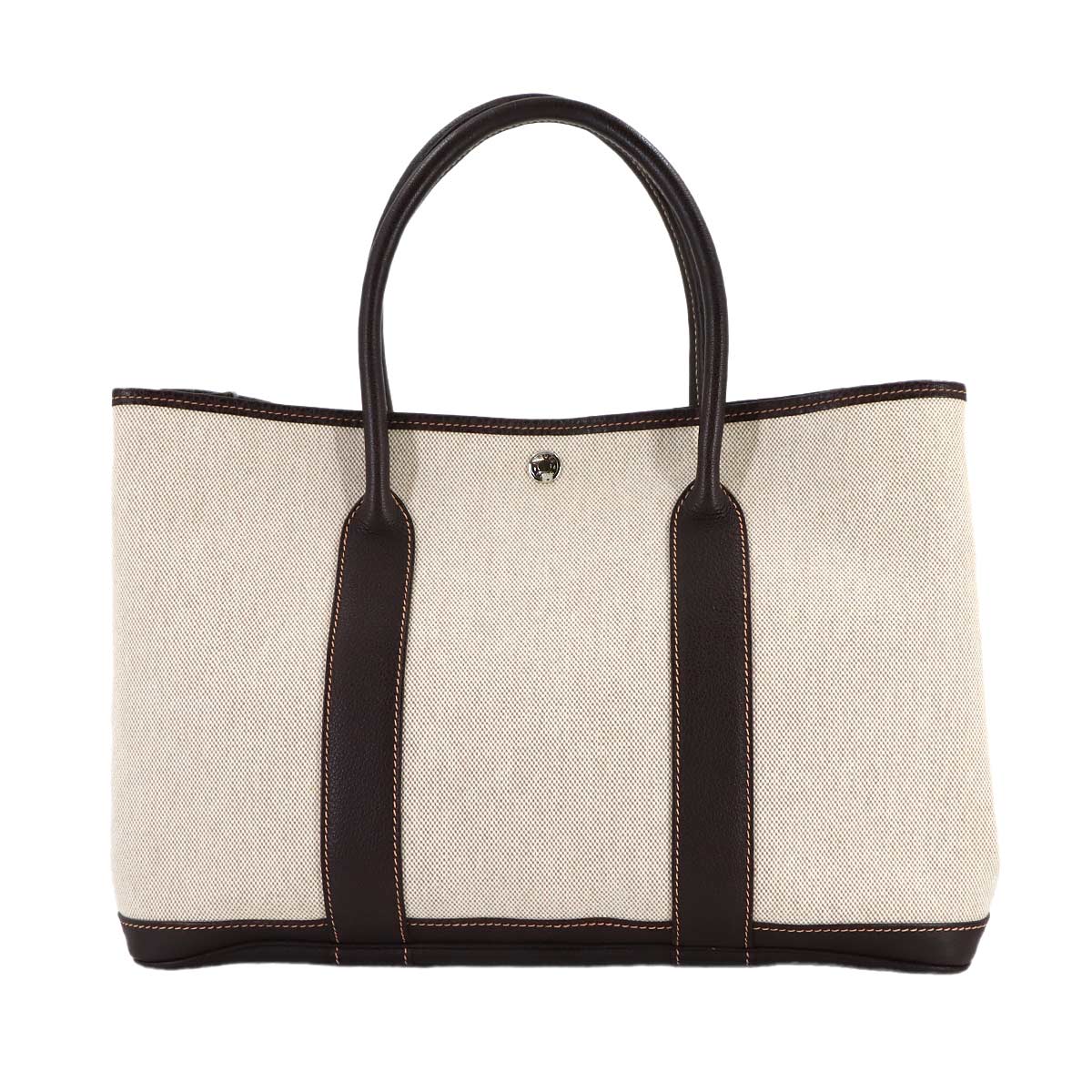 Garden Party PM Tote Bag Toile H Leather Natural Marron Purse