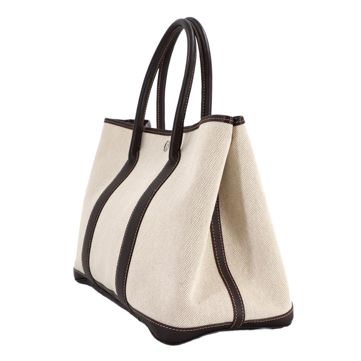 Garden Party PM Tote Bag Toile H Leather Natural Marron Purse