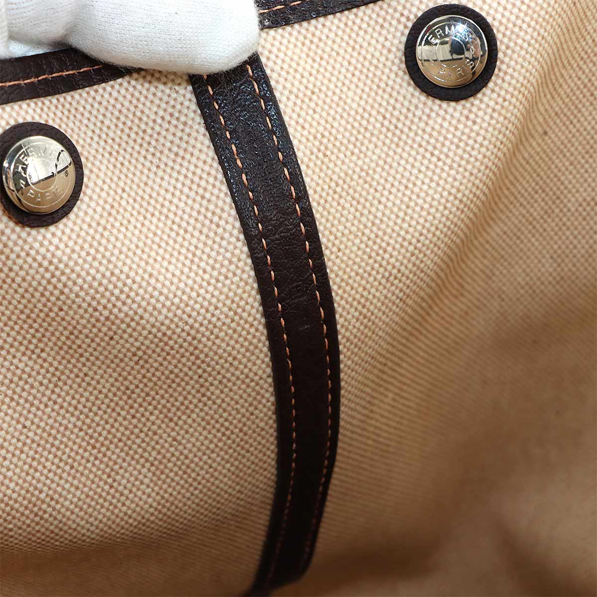 Garden Party PM Tote Bag Toile H Leather Natural Marron Purse