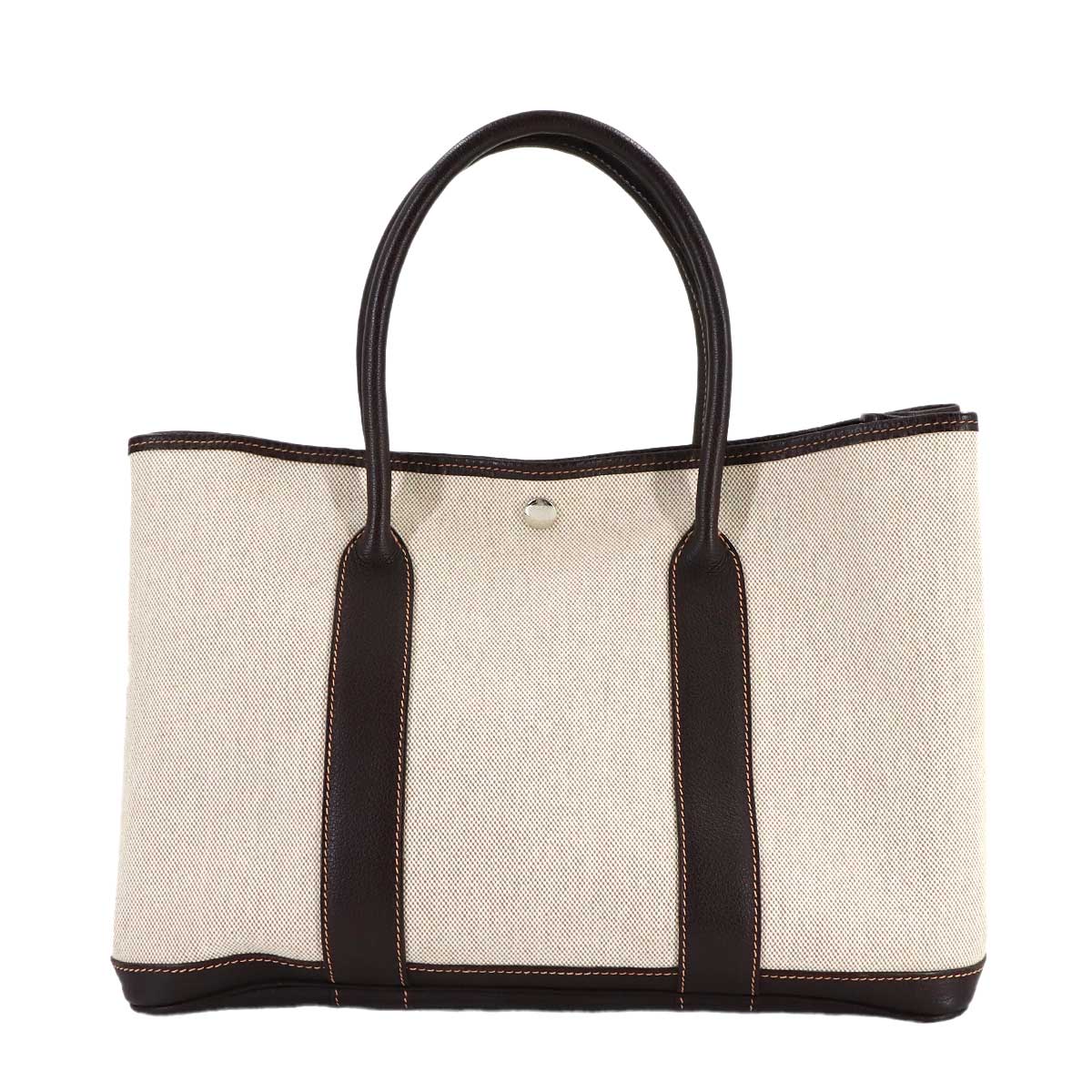 Garden Party PM Tote Bag Toile H Leather Natural Marron Purse