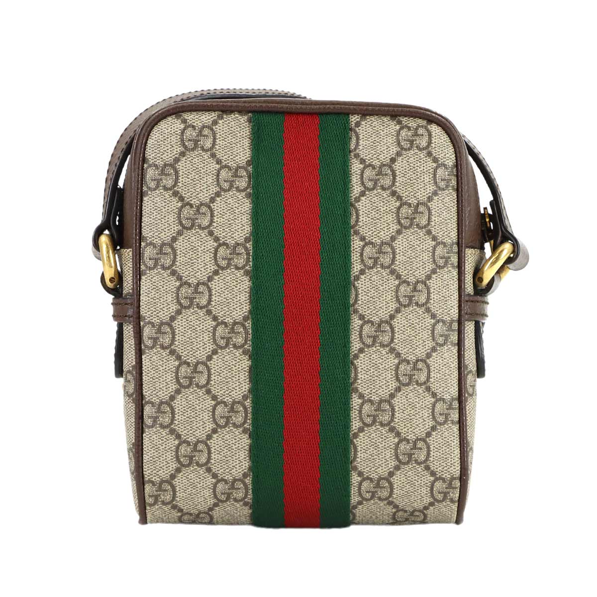 Ophidia Small Shoulder Bag GG Supreme Canvas Leather Beige Brown