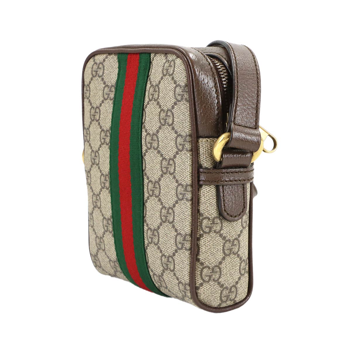 Ophidia Small Shoulder Bag GG Supreme Canvas Leather Beige Brown