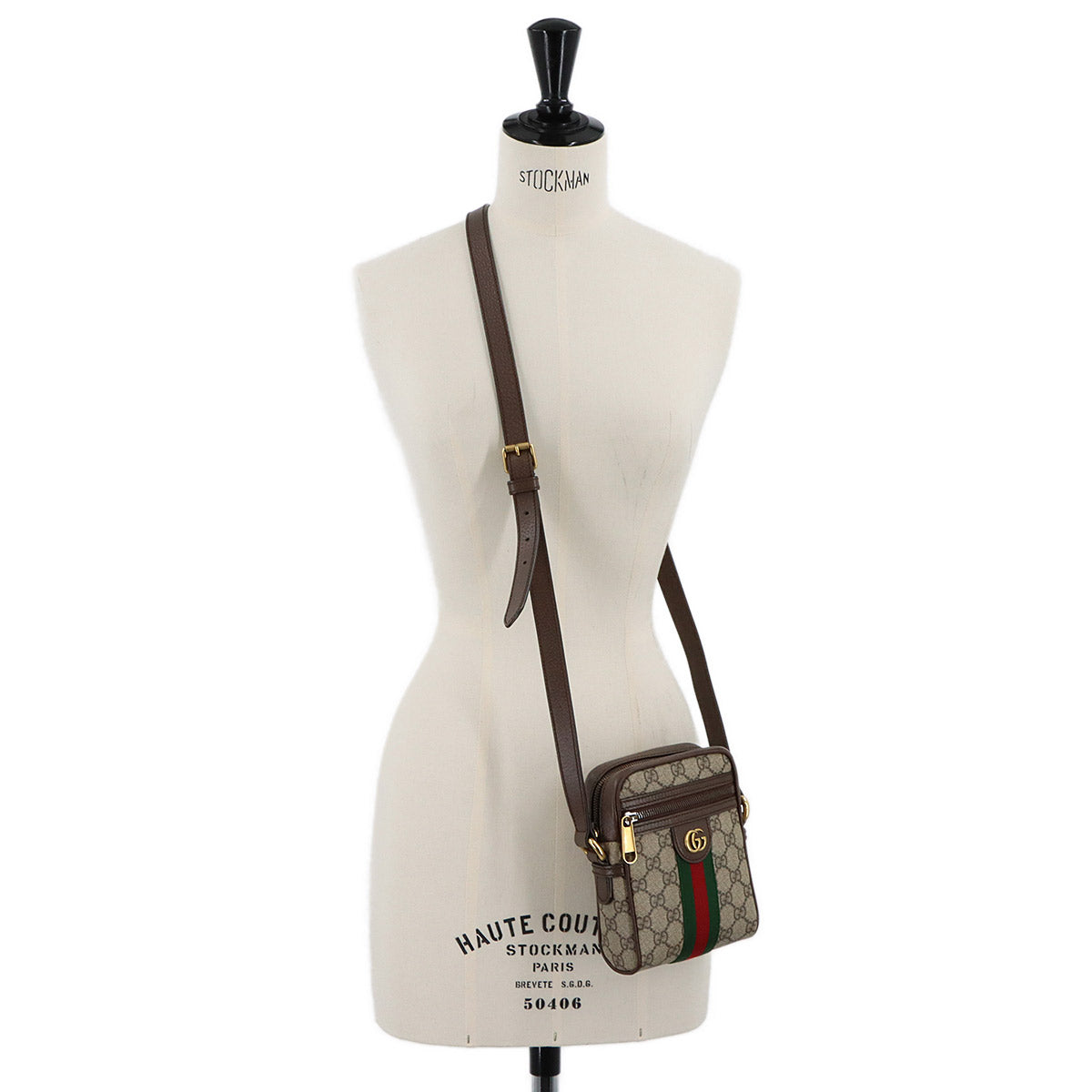 Ophidia Small Shoulder Bag GG Supreme Canvas Leather Beige Brown