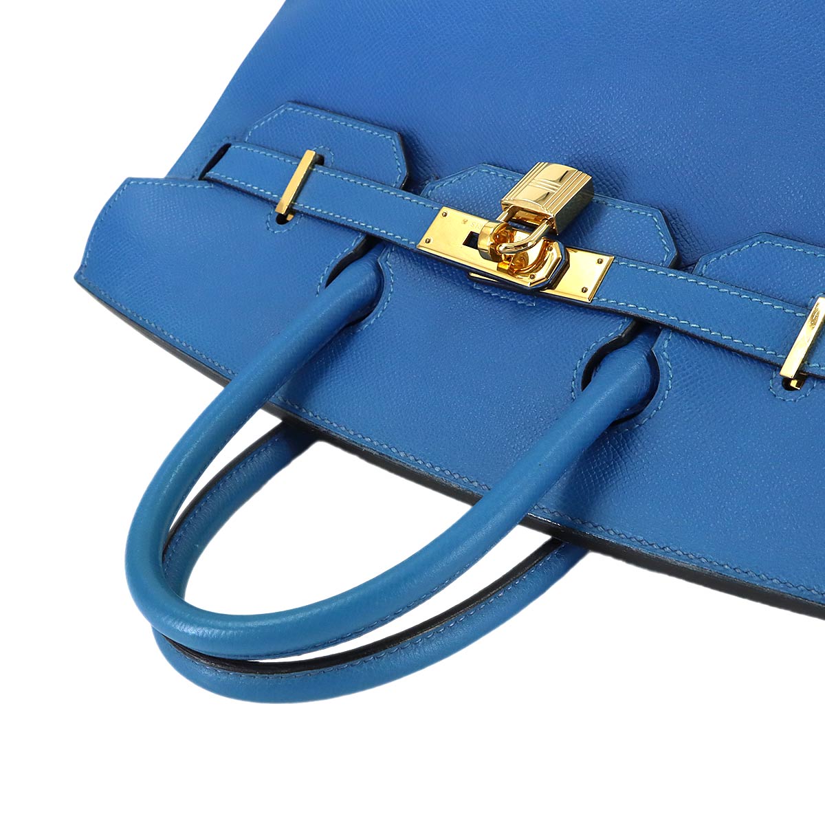 Haut a Courroies 32 Coushevel Epsom Blue Hand Bag Purse
