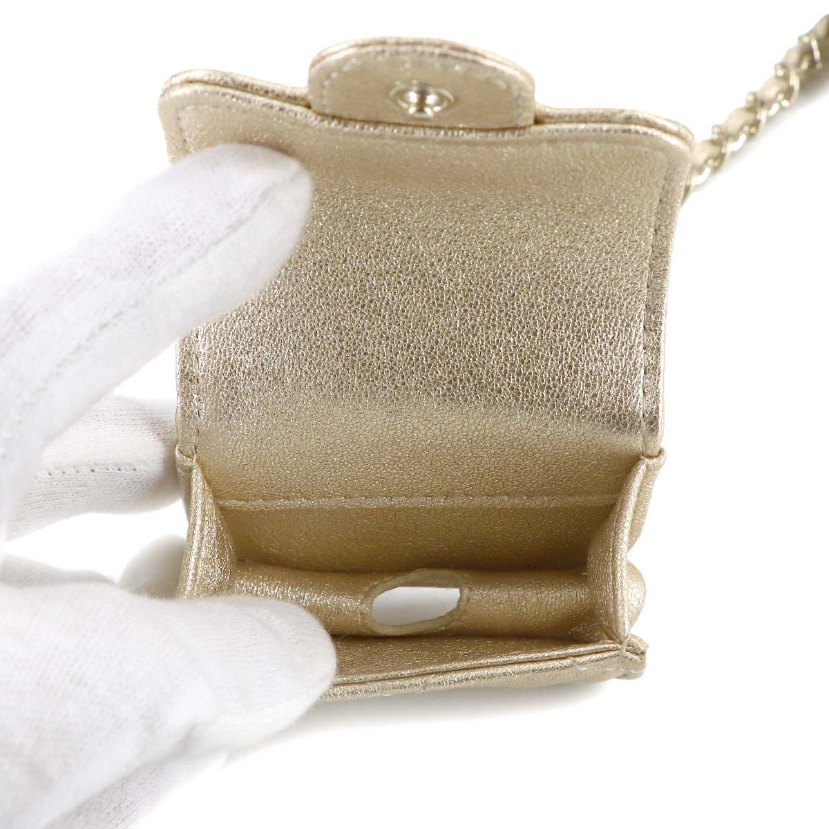 Matelasse Coin Purse AirPods Pro Case Leather Gold