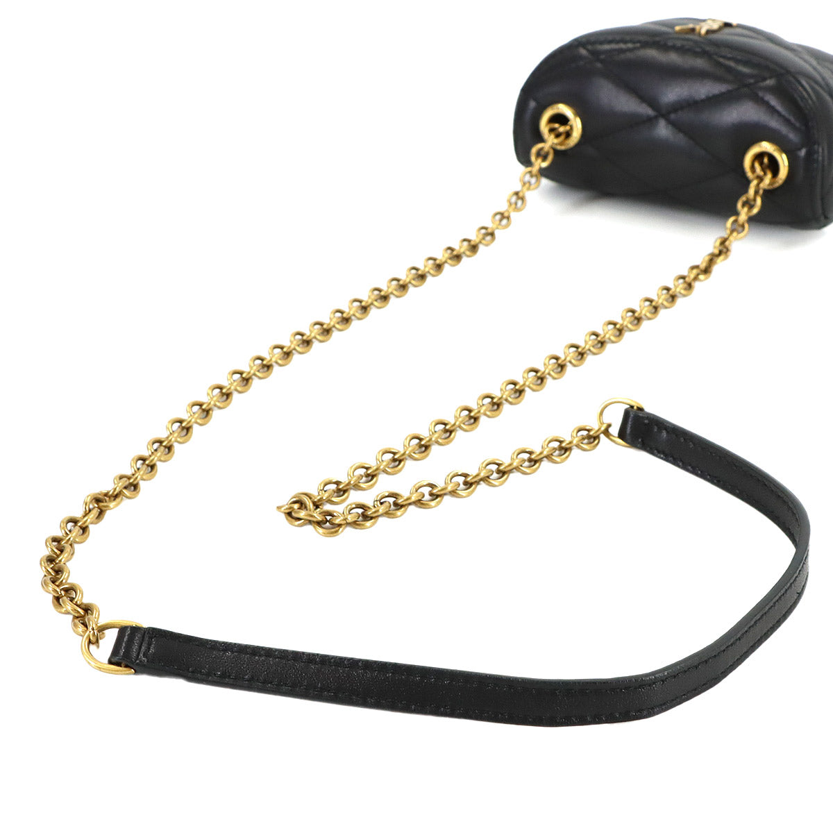 June Micro Box Chain Shoulder Bag Leather Black 766793