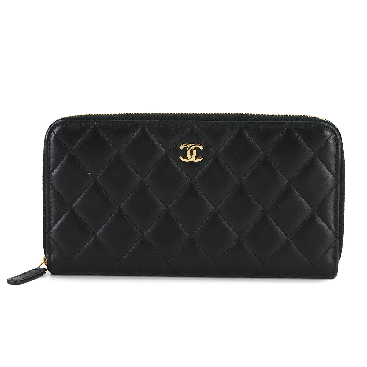 Matelasse Classic Long Zipped Wallet Leather Black AP0242