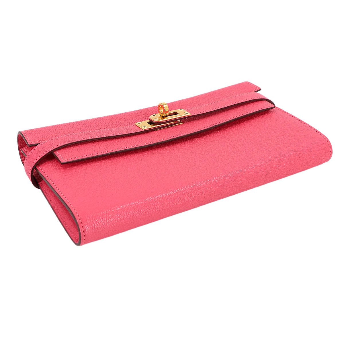 Kelly Wallet Chevre Rose Lipstick Purse