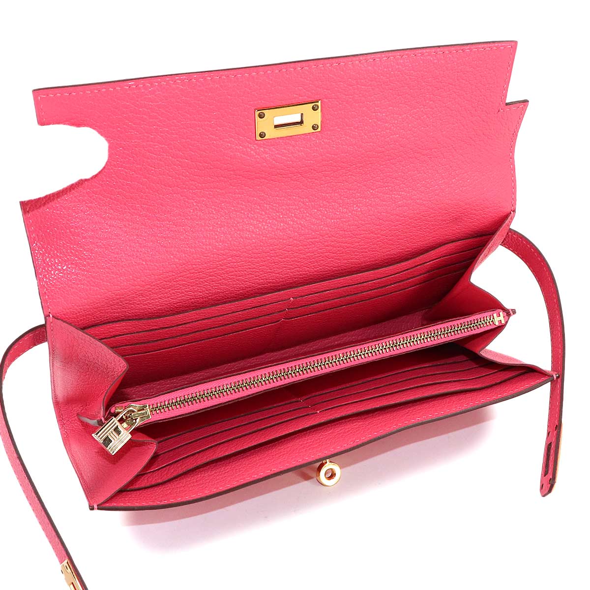 Kelly Wallet Chevre Rose Lipstick Purse