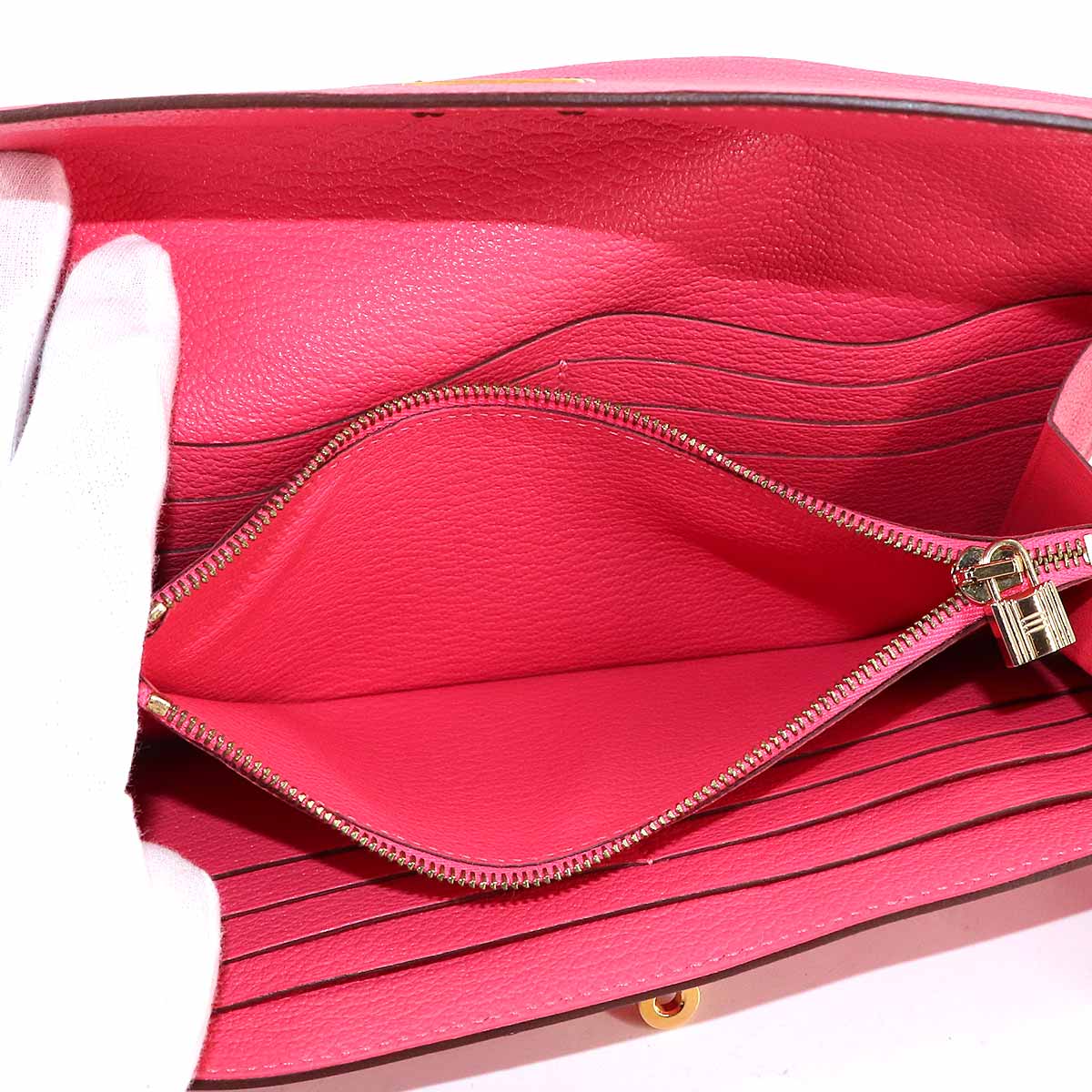 Kelly Wallet Chevre Rose Lipstick Purse