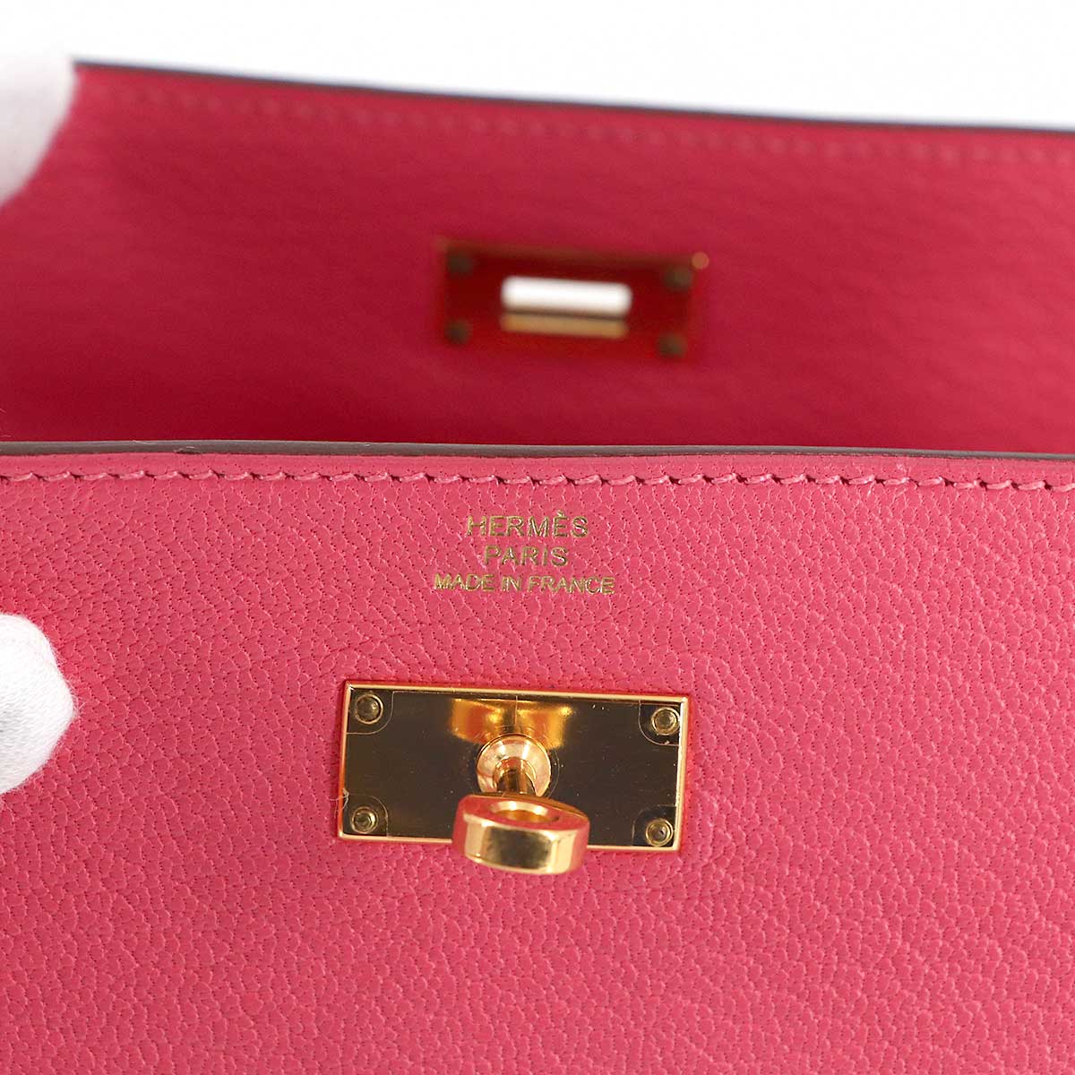 Kelly Wallet Chevre Rose Lipstick Purse
