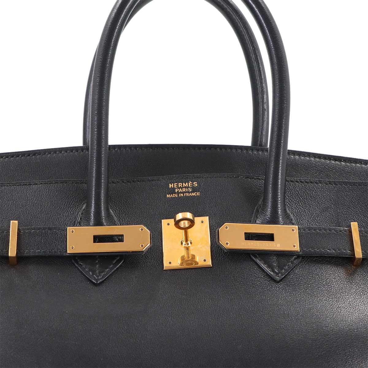 Birkin 35 Evercalf Black Hand Bag Vintage Purse