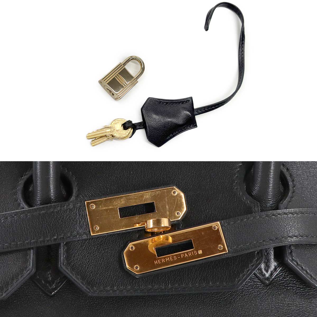 Birkin 35 Evercalf Black Hand Bag Vintage Purse