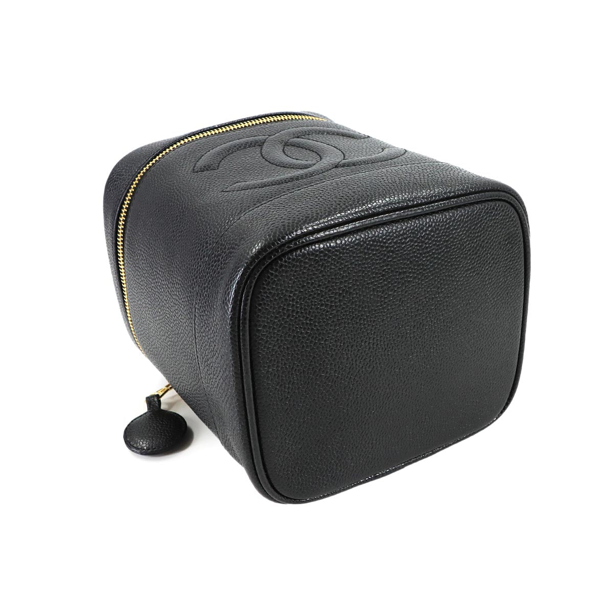 Vanity Hand Bag Caviar Skin Leather Black A01998 Vintage Purse