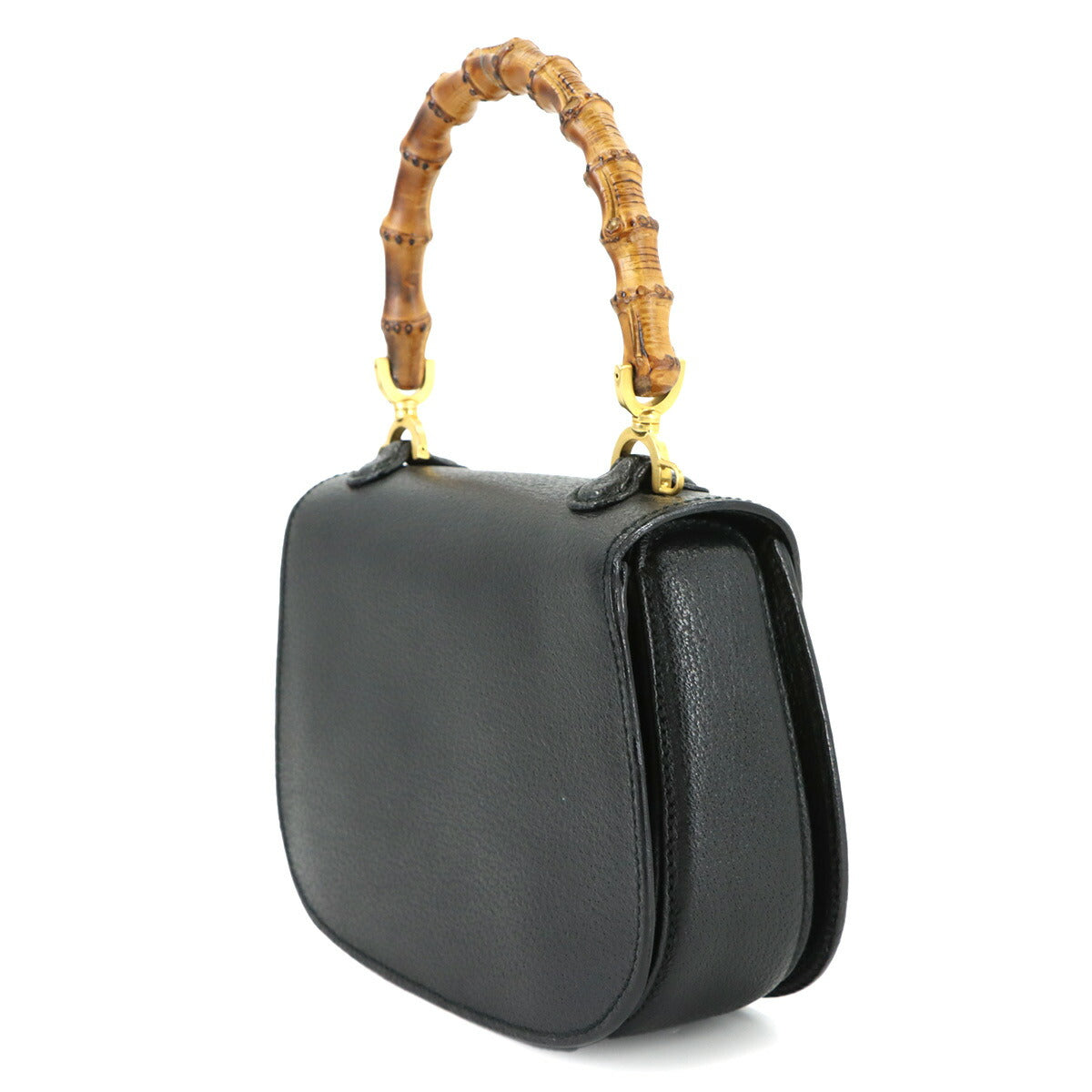 Bamboo 2way Hand Shoulder Bag Leather Black 001 213 0188