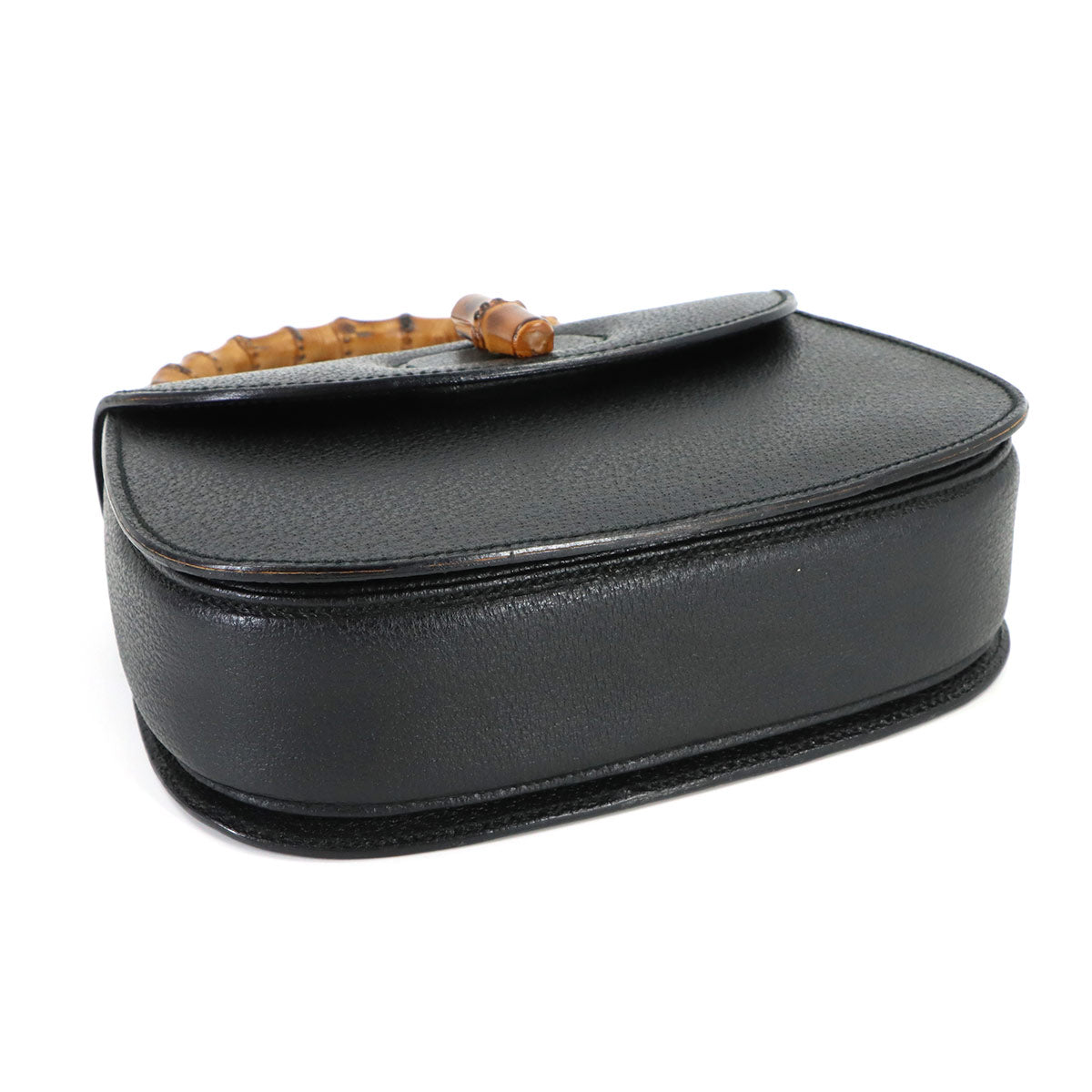 Bamboo 2way Hand Shoulder Bag Leather Black 001 213 0188