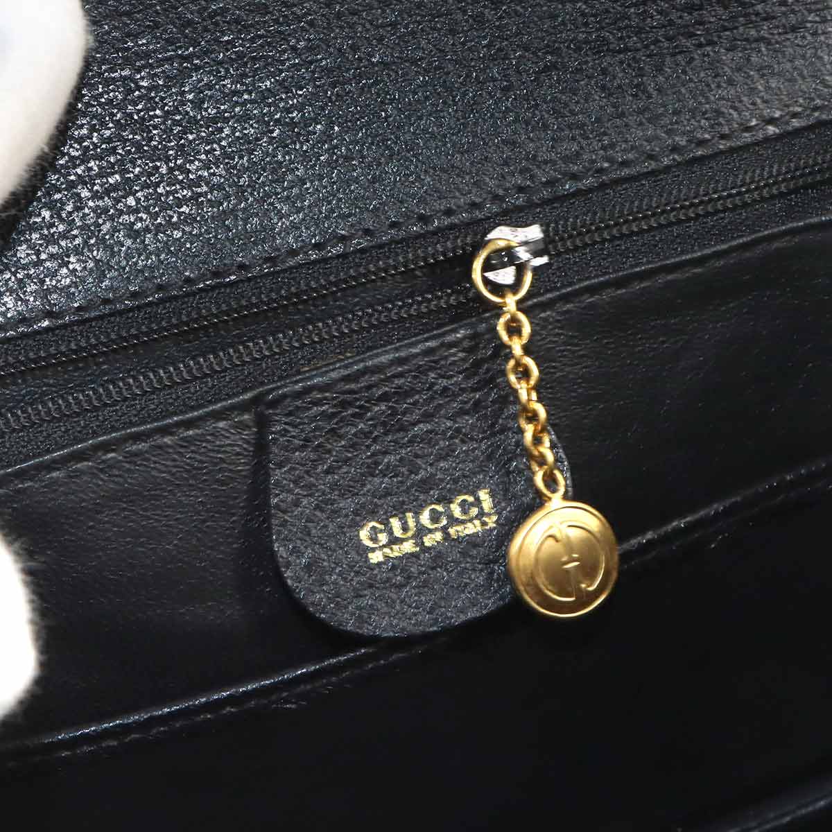 Bamboo 2way Hand Shoulder Bag Leather Black 001 213 0188