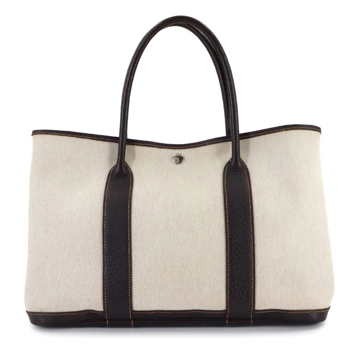 Garden Party PM Tote Bag Toile H Leather Natural Marron Purse