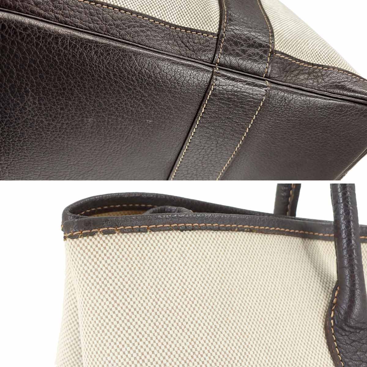 Garden Party PM Tote Bag Toile H Leather Natural Marron Purse
