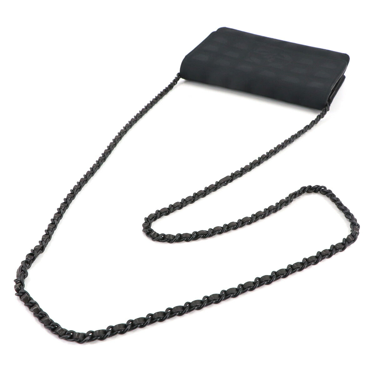 New Travel Line Chain Wallet Nylon Jacquard Leather Black A15772