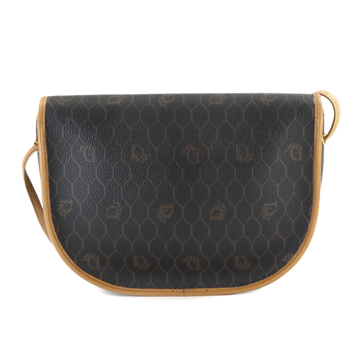 Honeycomb Shoulder Bag PVC Leather Black Brown Purse