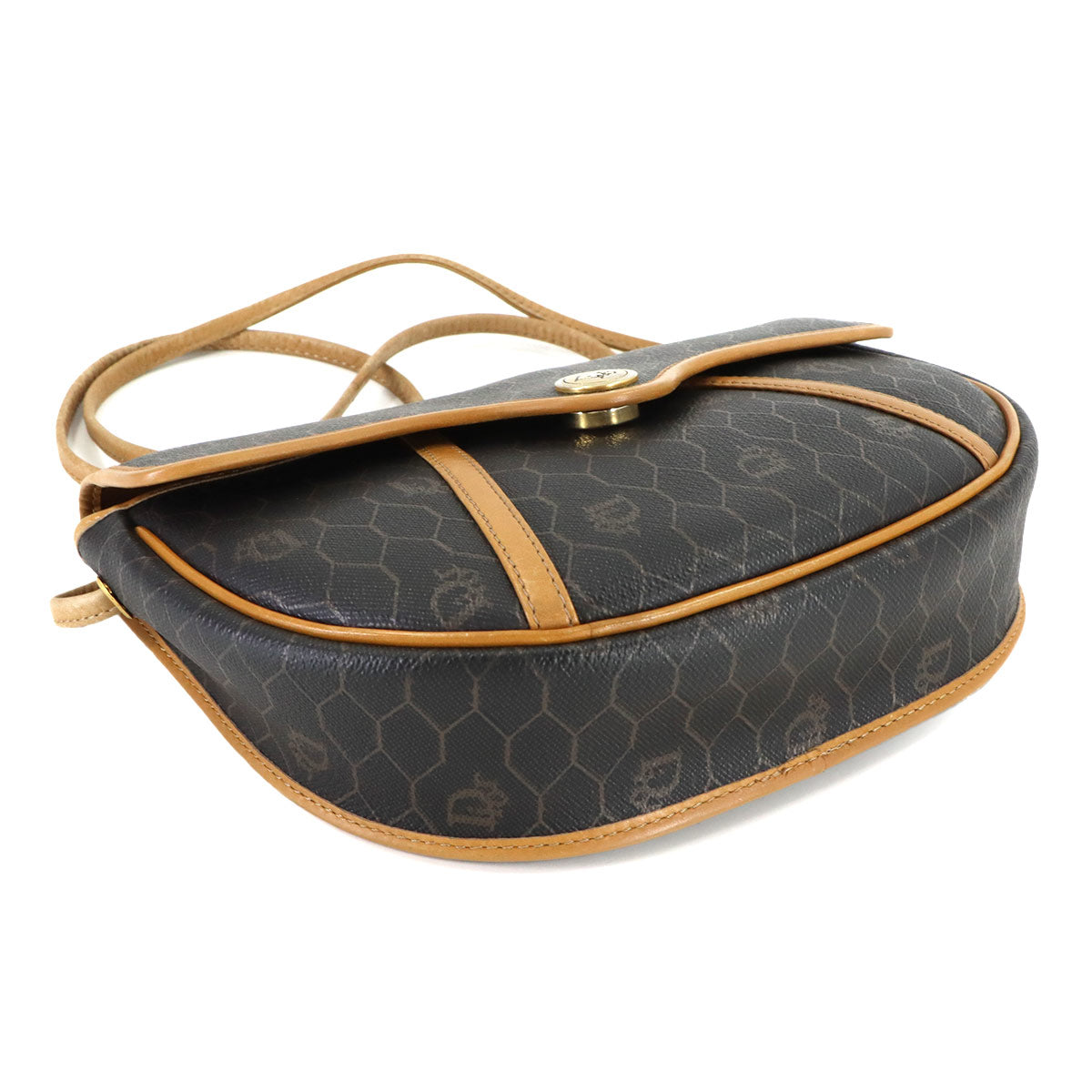 Honeycomb Shoulder Bag PVC Leather Black Brown Purse