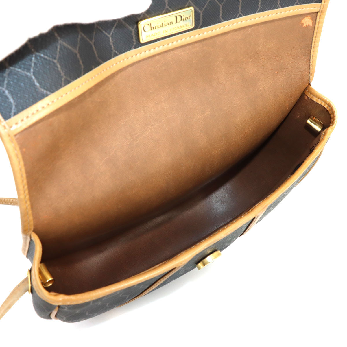 Honeycomb Shoulder Bag PVC Leather Black Brown Purse