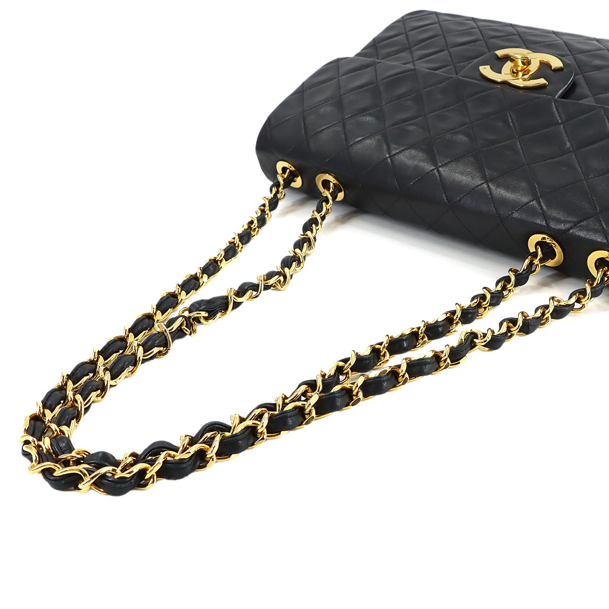 Matelasse 34 Chain Shoulder Bag Leather Black A01094 Vintage