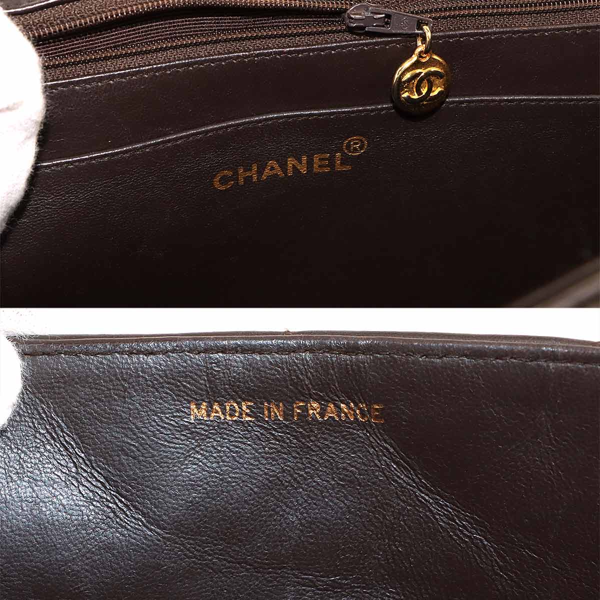 Matelasse Chain Shoulder Bag Leather Brown Purse