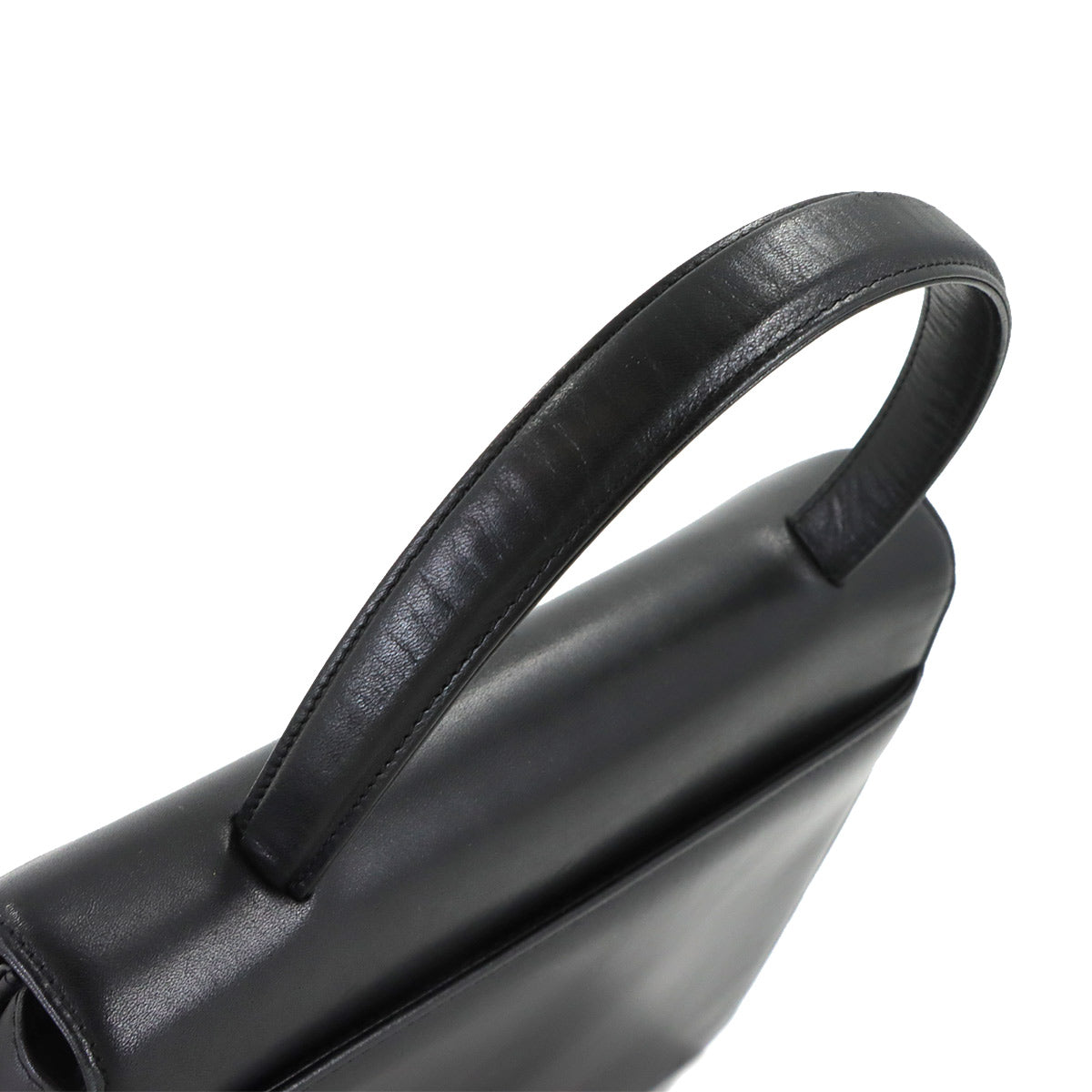 Hand Bag Leather Black Square Purse