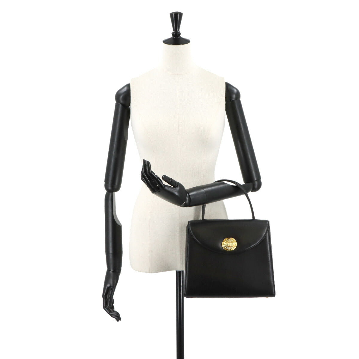 Hand Bag Leather Black Square Purse