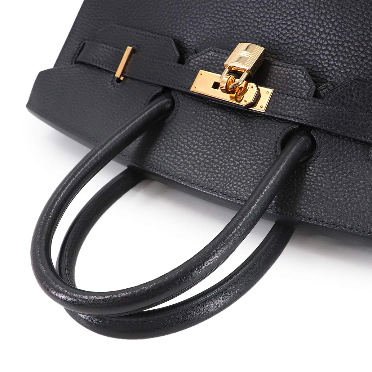 Birkin 35 Ardennes Leather Black Hand Bag Vintage Purse