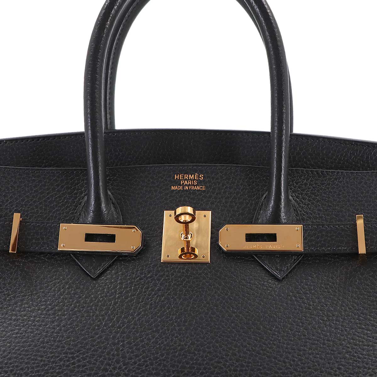Birkin 35 Ardennes Leather Black Hand Bag Vintage Purse