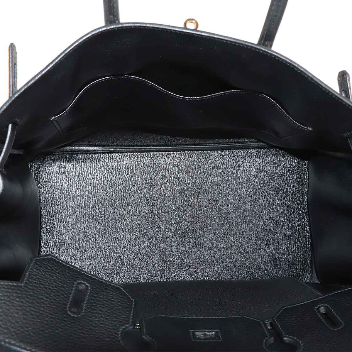 Birkin 35 Ardennes Leather Black Hand Bag Vintage Purse