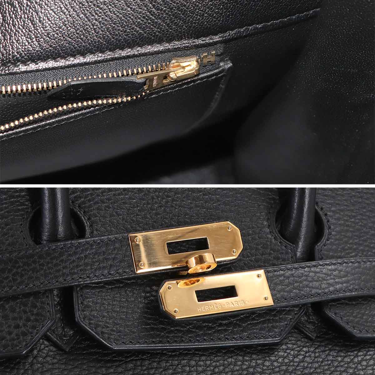 Birkin 35 Ardennes Leather Black Hand Bag Vintage Purse