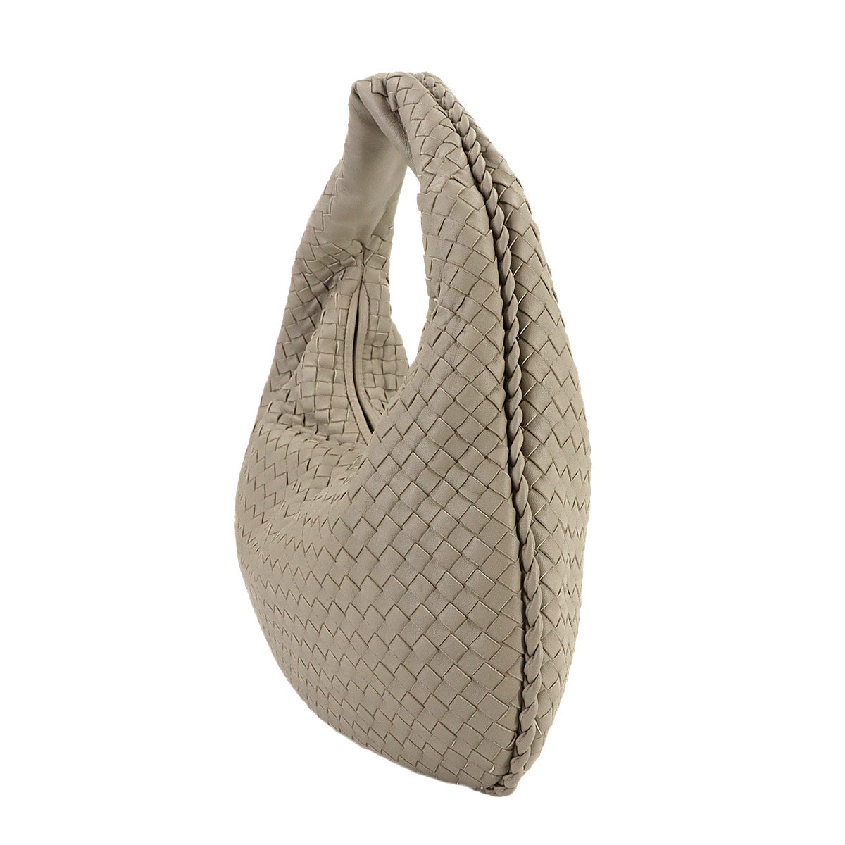 Intrecciato Shoulder Bag Leather Gray