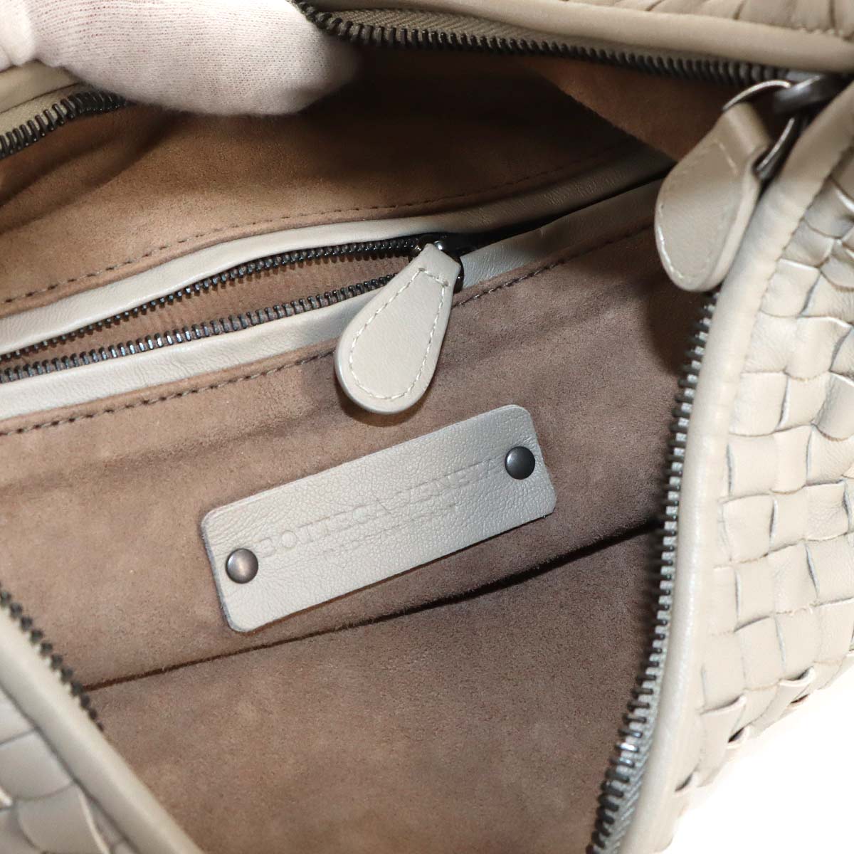 Intrecciato Shoulder Bag Leather Gray