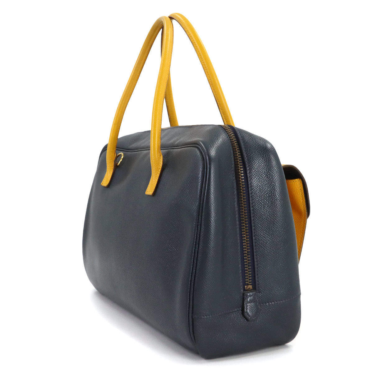 Lorraine 2way Hand Shoulder Bag Couchevel Epsom Navy Yellow