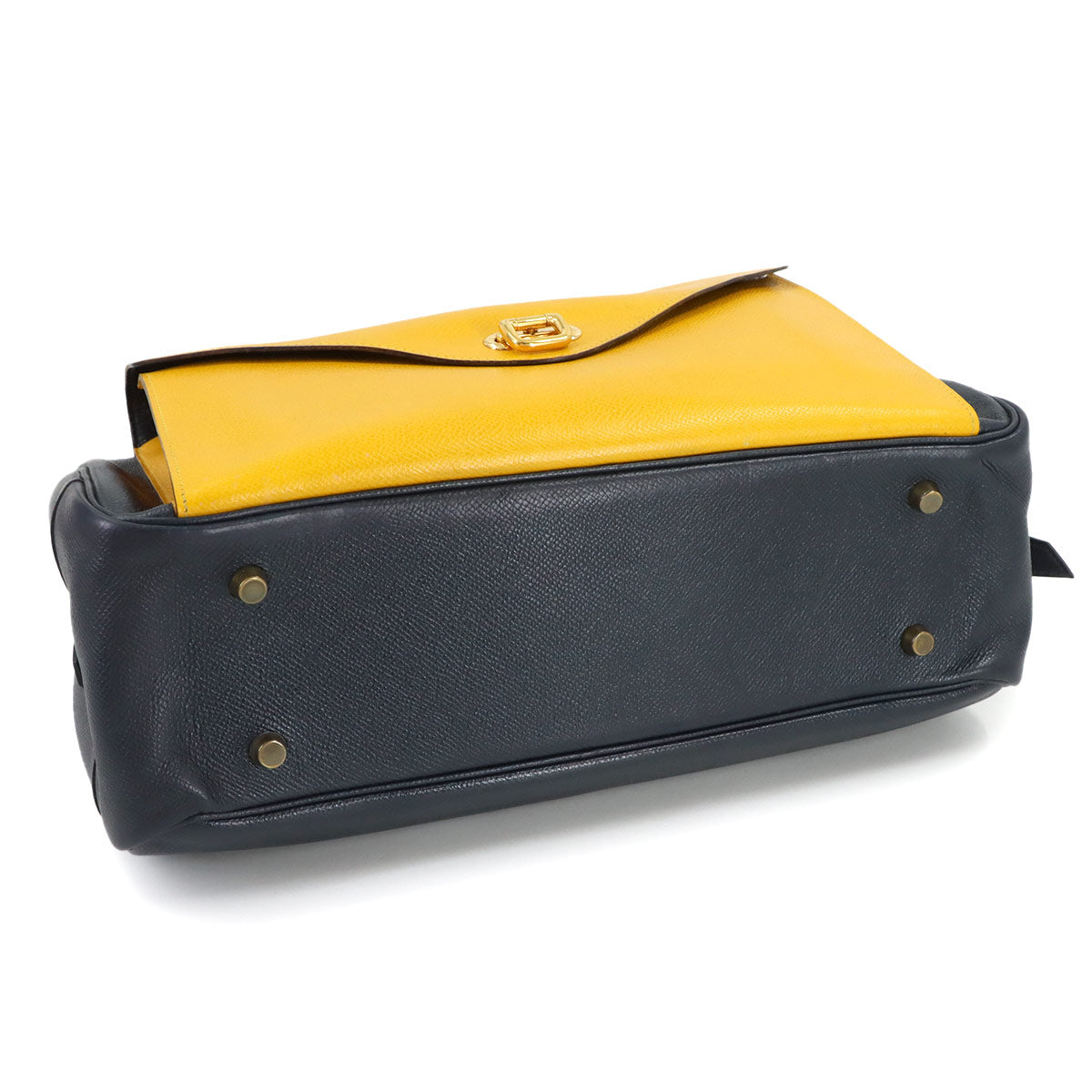Lorraine 2way Hand Shoulder Bag Couchevel Epsom Navy Yellow