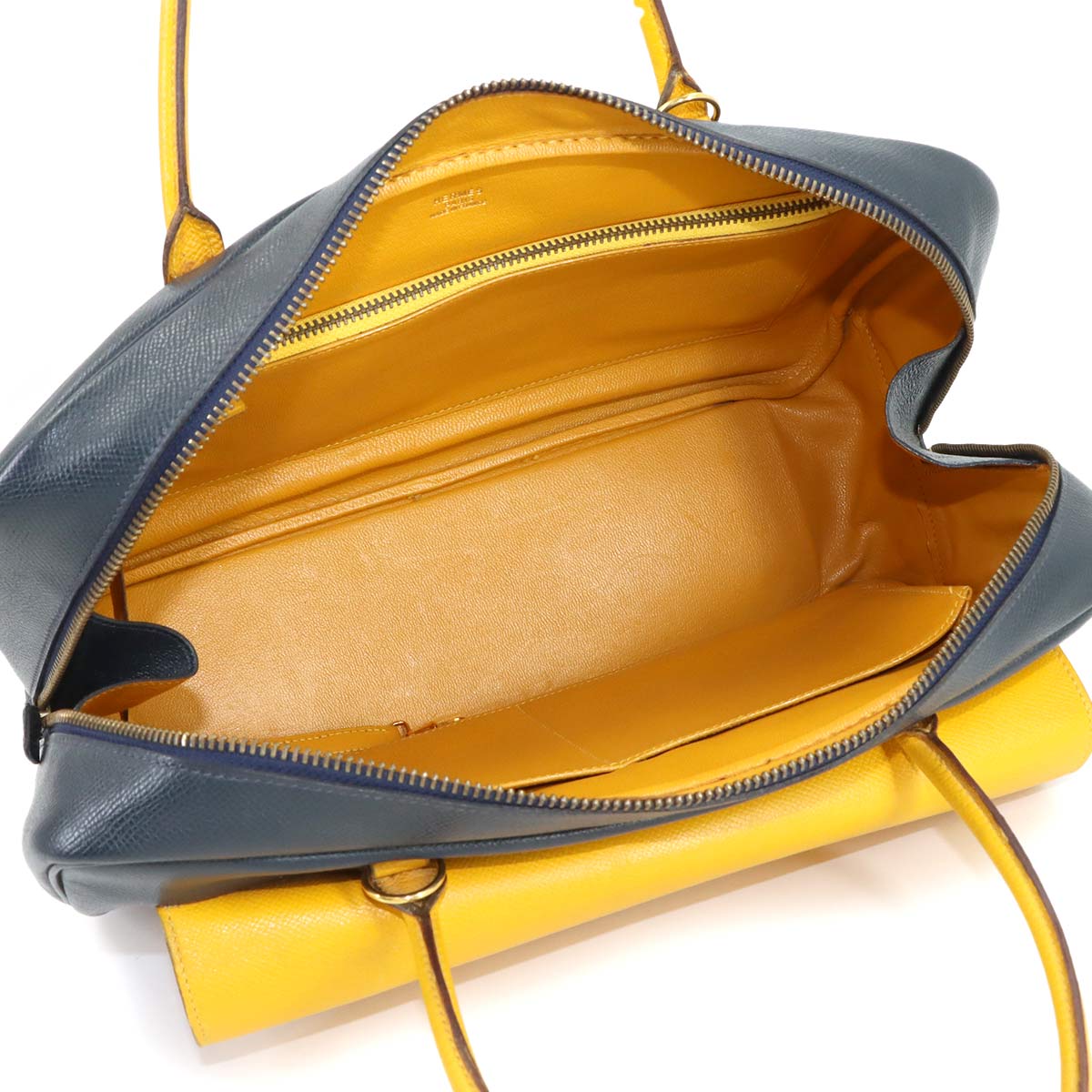 Lorraine 2way Hand Shoulder Bag Couchevel Epsom Navy Yellow